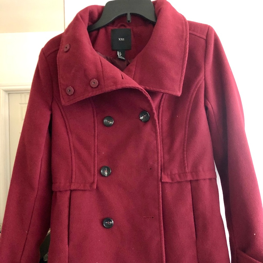 F21 Burgundy Coat size S